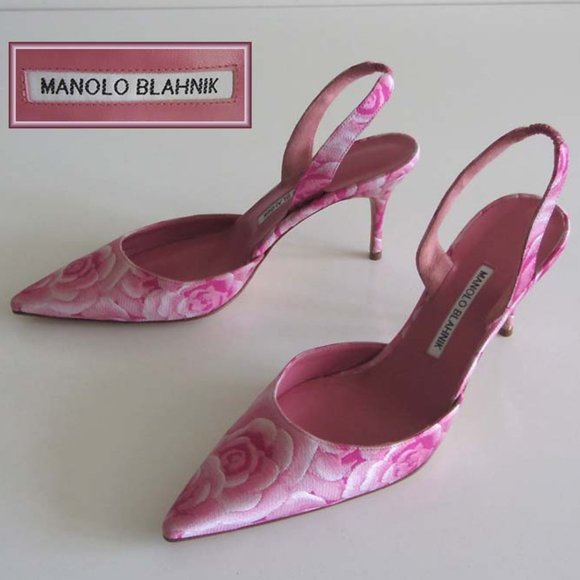 new MANOLO BLAHNIK Carolyne floral slingback pumps 40.5/10.5 US - Picture 1 of 9